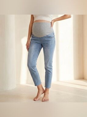 PatPat Light Blue Maternity Skinny Jeans